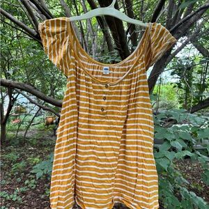 Old Navy Mustard and White Striped Blouse
